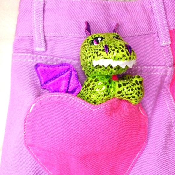 ☆3/$20* Half Pink Half Purple Heart Pocket Mom Jeans - Picture 8 of 13